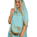 Sky Blue Gottapatti Poshak Set | Premium Bamber Satin | Jaipurio Designer Collection